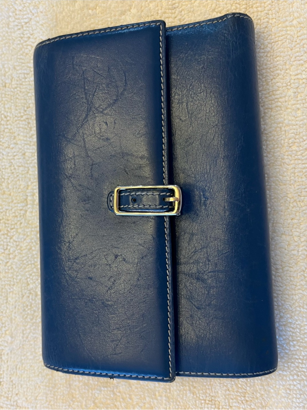 Vintage Coach Blue/Green Leather Trifold Wallet-Made In Spain